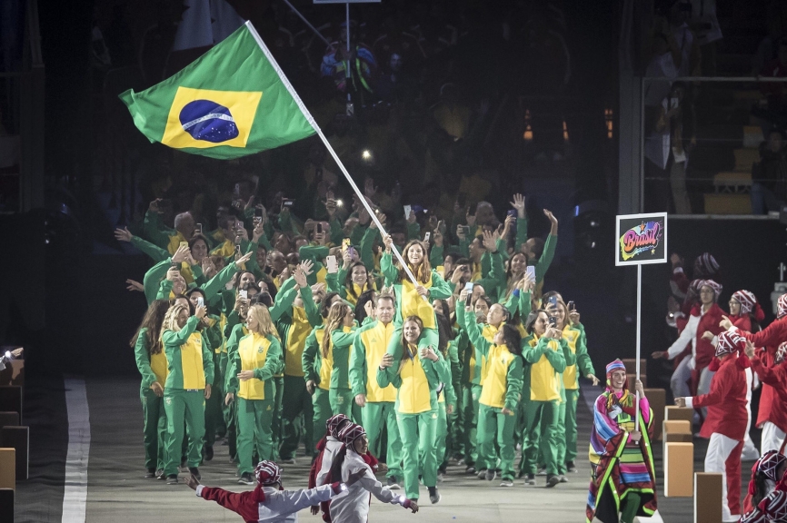 Martine Grael leads the Brazilian charge as flag bearer at the 2019 PanAm Games in Lima, Peru