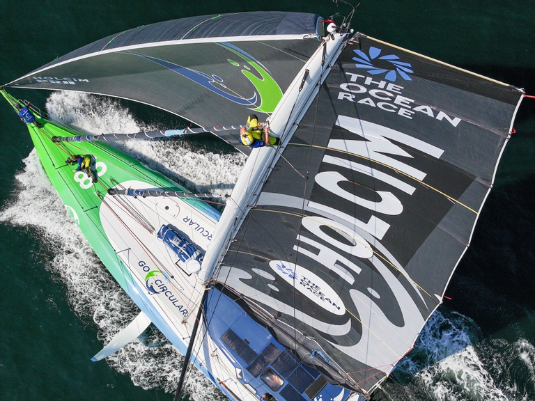 The Ocean Race 2022-23 - 11 June 2023. The IMOCA fleet arriving to The Hague. Team Holcim - PRB.