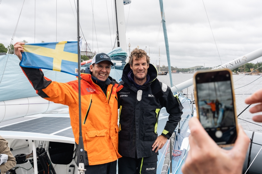 Race Chairman of The Ocean Race, Richard Brisius, and Skipper Paul Meilhat from Biotherm before the start of the Gotland Runt Race 2025.