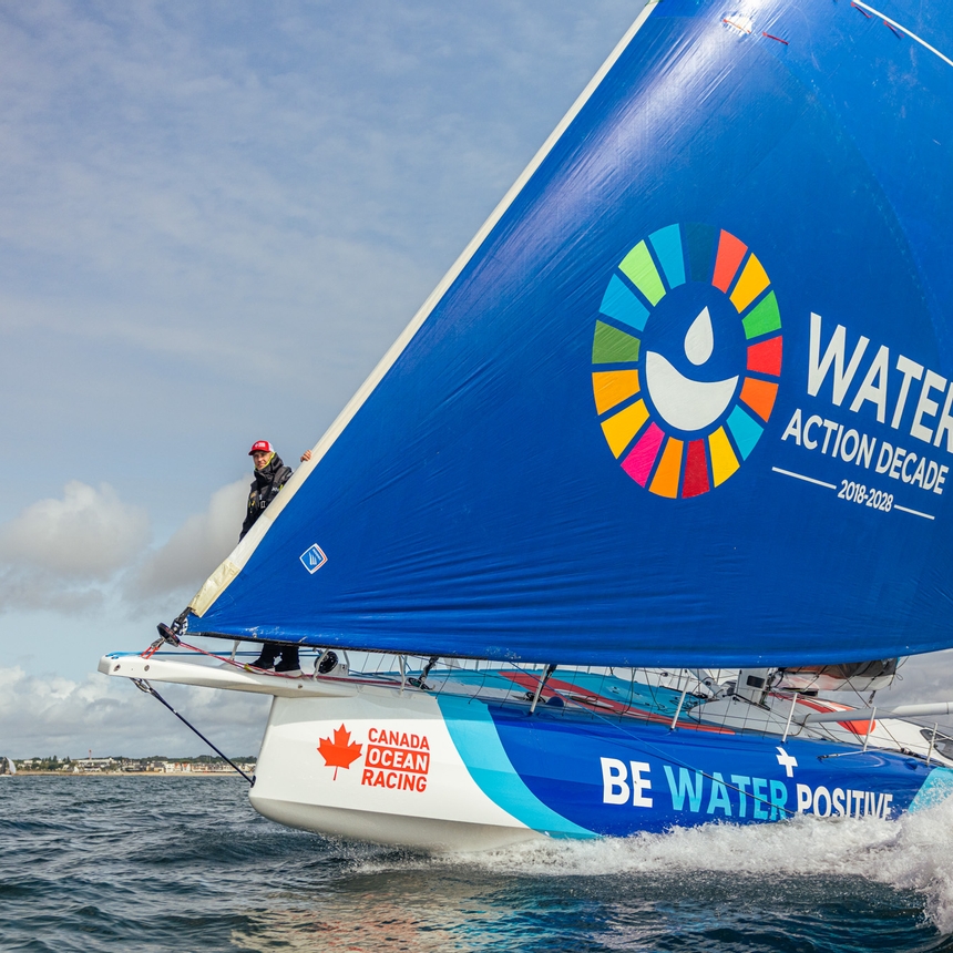 Canada Ocean Racing - Be water positive's boat for The Ocean Race Europe 2025.
FOR EDITORIAL USE ONLY.