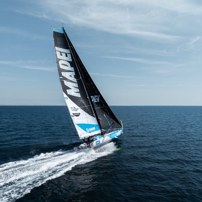 Team Allagrande Mapei Racing training ahead of The Ocean Race Europe 2025.
FOR EDITORIAL USE ONLY.