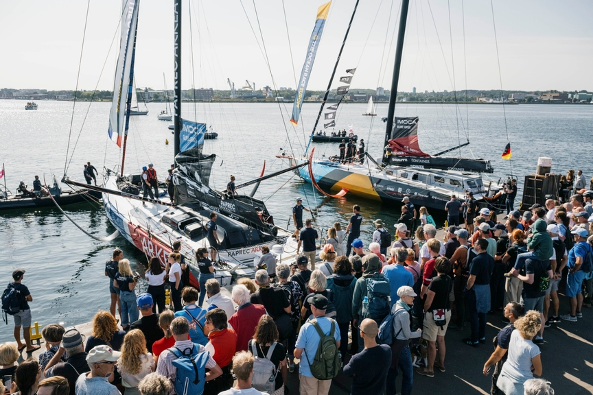 Team Paprec Arkea, skippered by Yoann Richomme, at the start of the runs during the Ocean Race Europe 2025 in Kiel, Germany on August 08, 2025. (Photo by Vincent Curutchet / The Ocean Race Europe 2025)