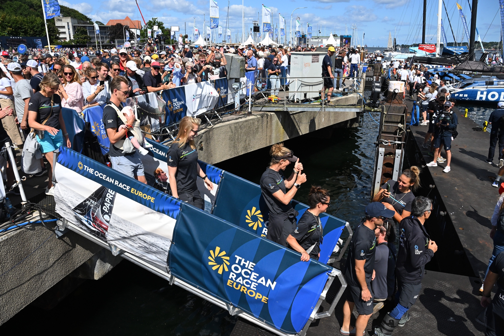 Team Holcim - PRB, skippered by Rosalin Kuiper, during The Ocean Race Europe 2025 in Kiel, Germany on August 10, 2025. (Photo by Vincent Curutchet / The Ocean Race Europe 2025)