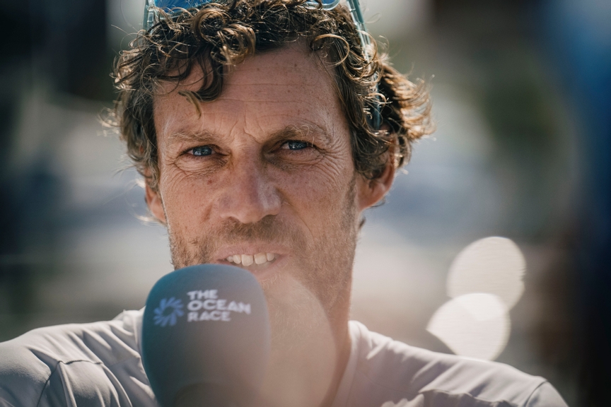 Team Biotherm, skippered by Paul Meilhat, winner of the Leg 1of the Ocean Race Europe 2025 in Portsmouth, UK on August 14, 2025. (Photo by Vincent Curutchet / The Ocean Race Europe 2025)