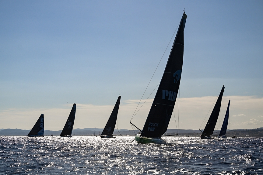 IMOCA Fleet at the start of Leg 4 during The Ocean Race Europe 2025 in Nice, France on August 31, 2025. (Photo by Vincent Curutchet / The Ocean Race Europe 2025)